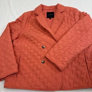 PUFFER JACKET Talbots WOMEN‎ XL CORAL Quilted Double Breasted Thin PACKABLE